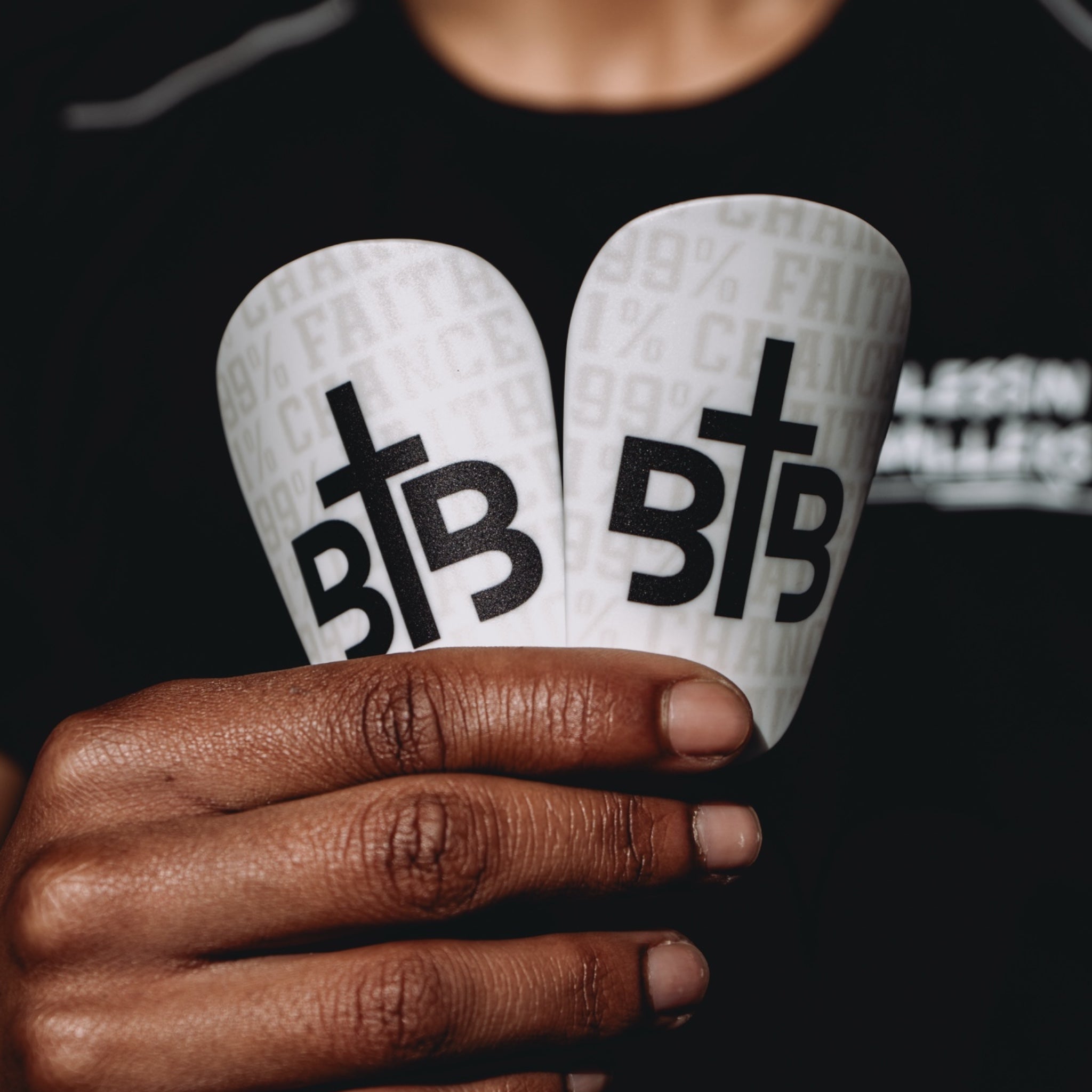 Blessin Ballers ‘1% Chance 99% Faith’ Shin Pads White/Black