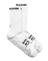 Blessin Cross Grip Socks White