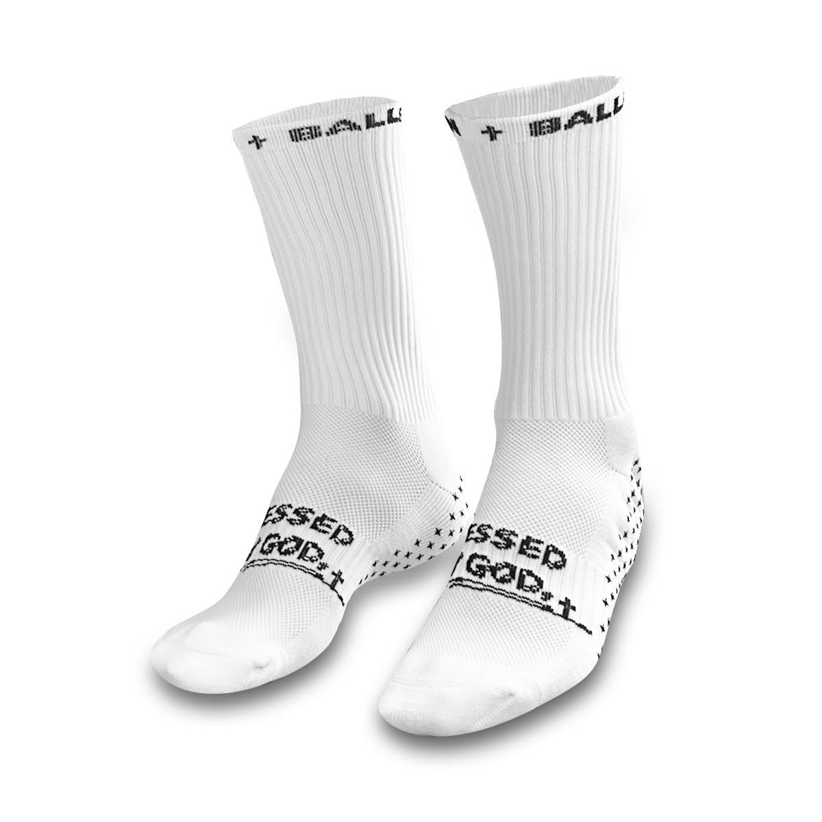 Blessin Cross Grip Socks White