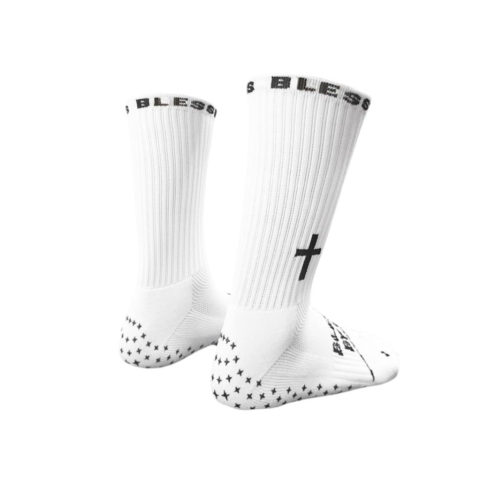 Blessin Ballers White Grip Socks