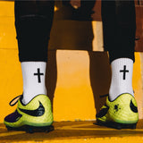 Blessin Cross Grip Socks White