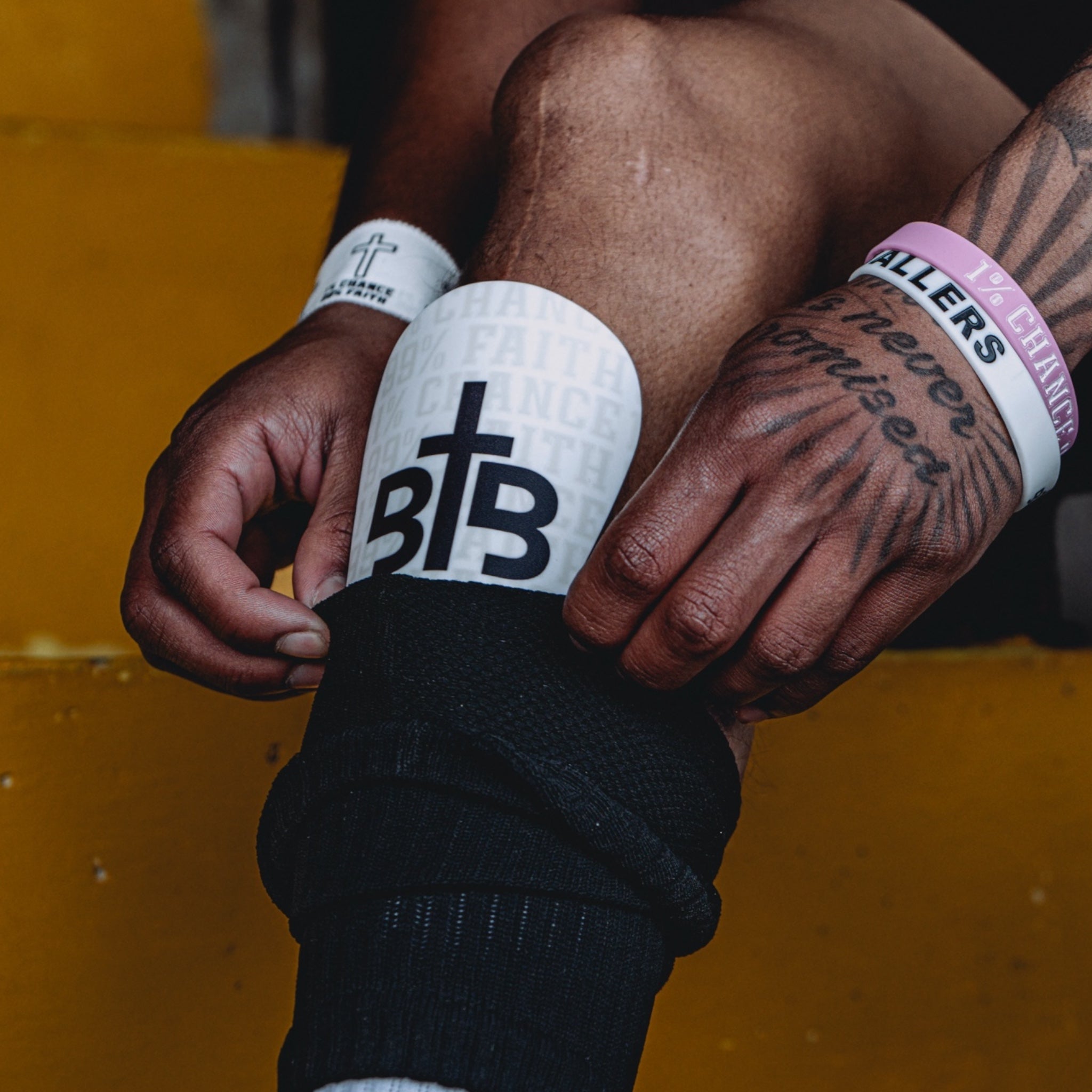 Blessin Ballers ‘1% Chance 99% Faith’ Shin Pads White/Black