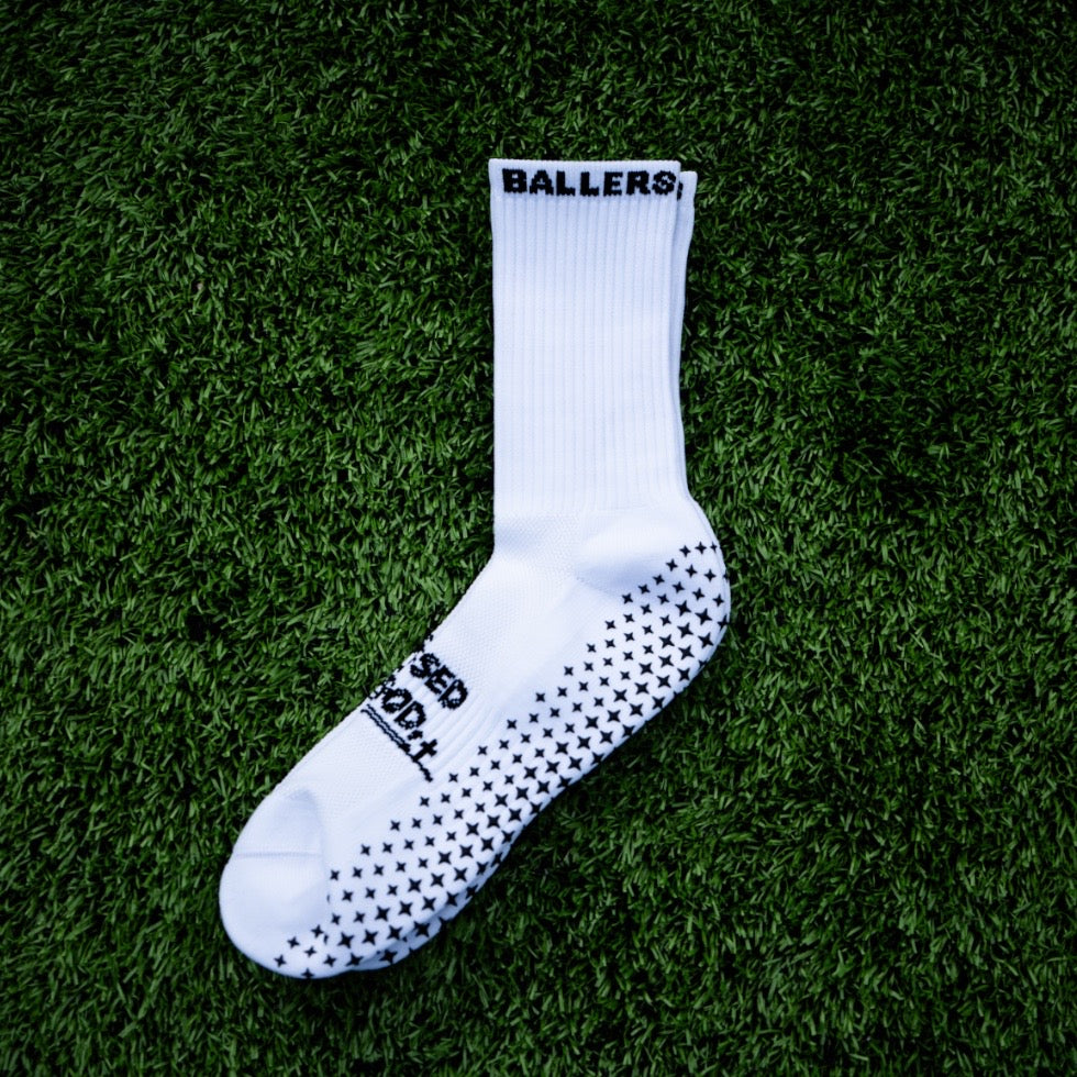 Blessin Ballers White Grip Socks