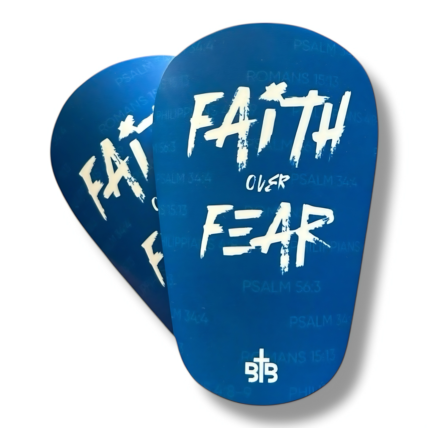 Faith over Fear Shin Pads Blue/White