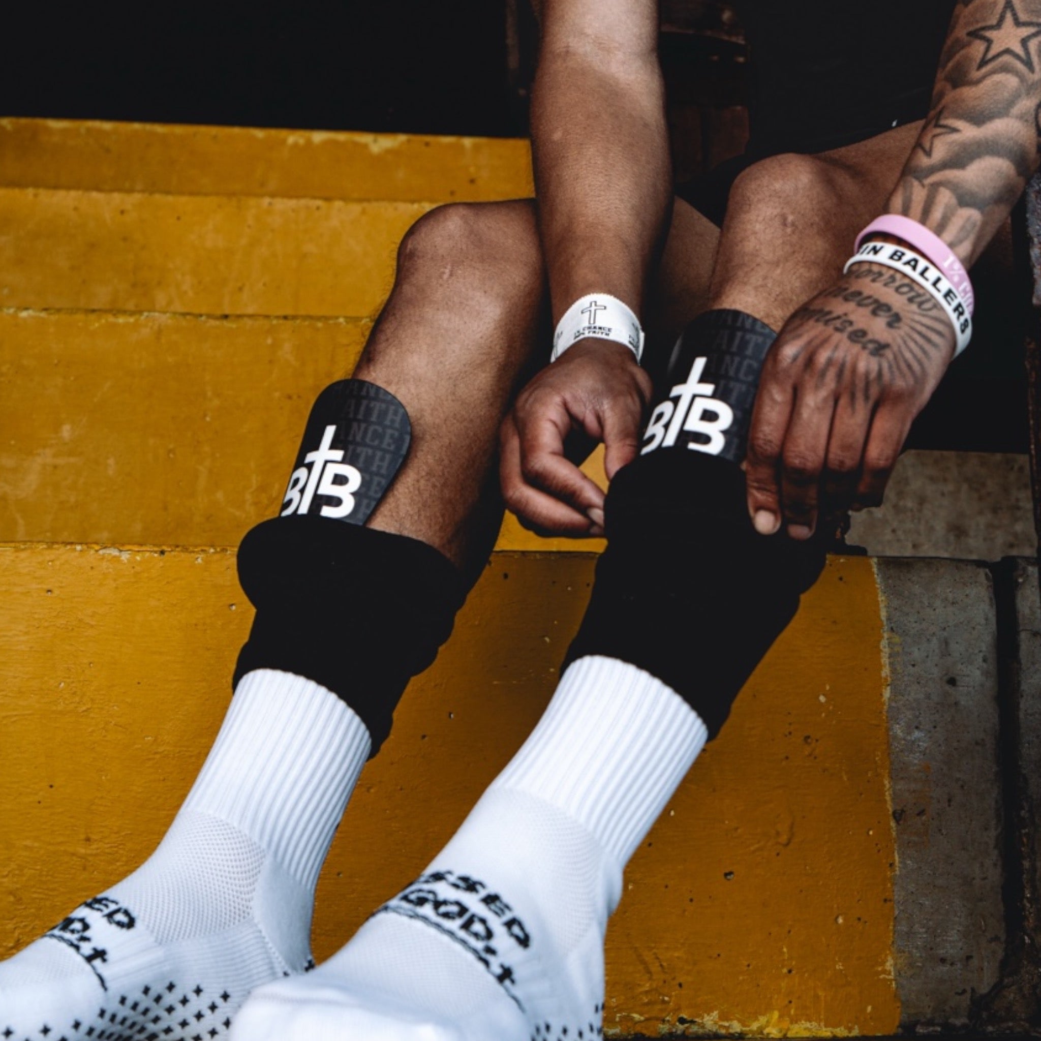 Blessin Ballers ‘1% Chance 99% Faith’ Shin Pads Black/White