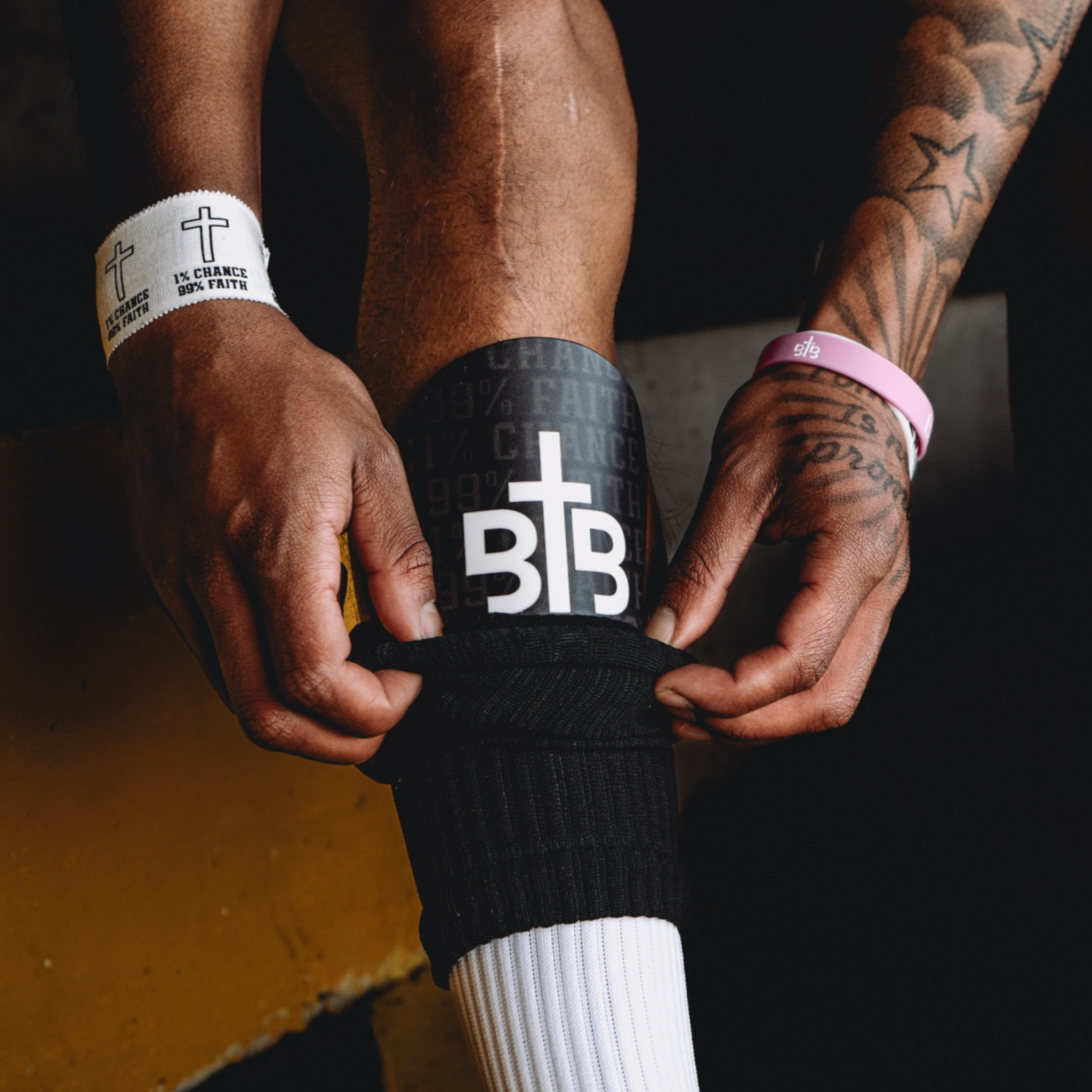 Blessin Ballers ‘1% Chance 99% Faith’ Shin Pads Black/White