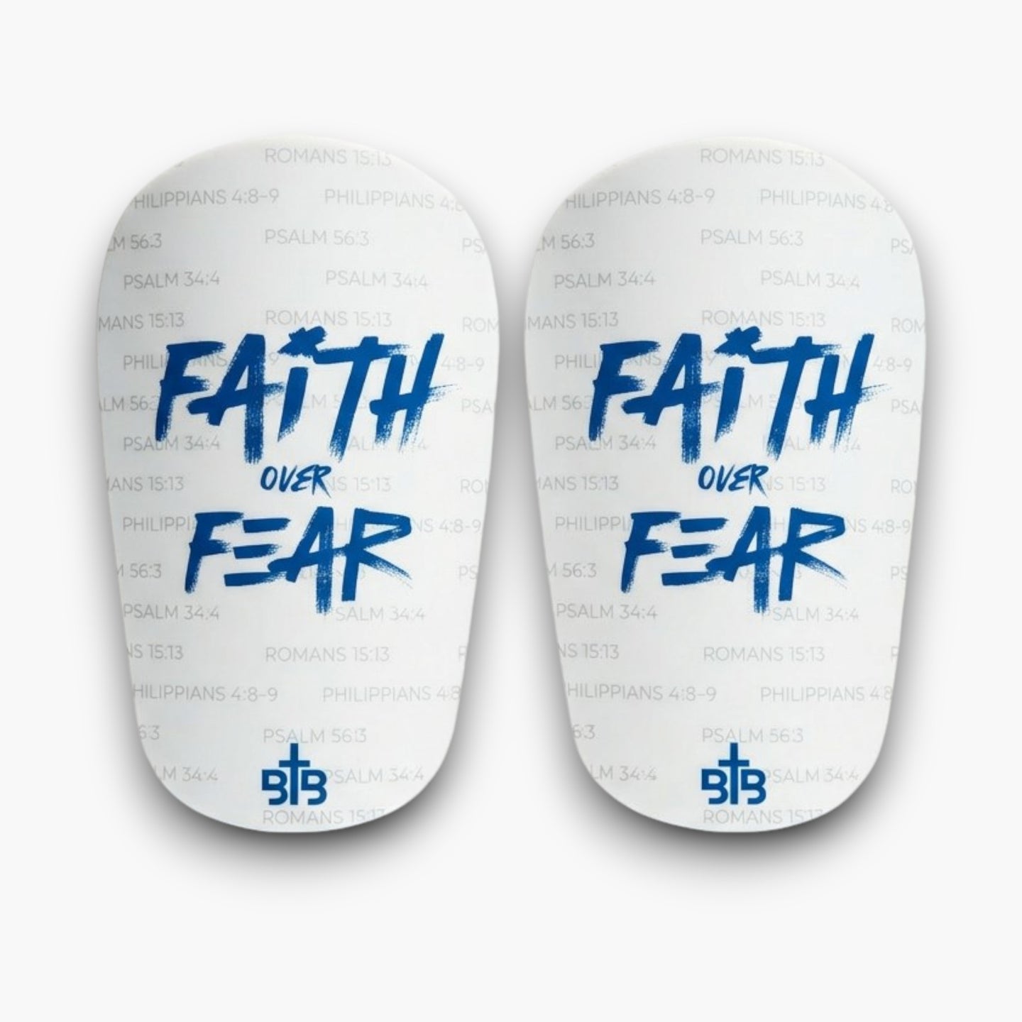 Faith over Fear Shin Pads - White